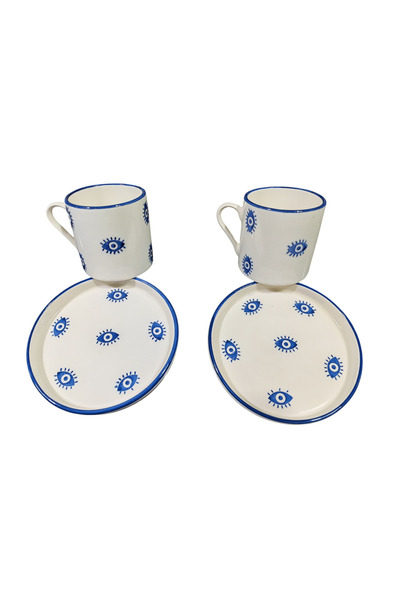 Ganita home Kahve Fincanı Alaçatı Desen 2 Kişilik 4 Parça Double 100 ml /YENİ