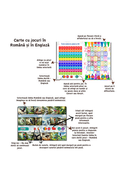 minibooks 5 Cărți cu sunete de a treia generație + Pix interactiv ( set A )