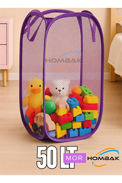 Hombak Çok Amaçlı Katlanır Oyuncak Filesi ve Katlanır Kirli Çamaşır Sepeti