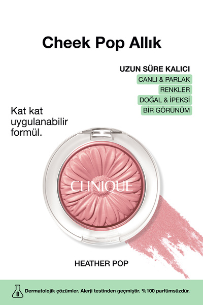 Clinique Cheek Pop Allık - Renk: Heather Pop 3.5g | Uzun Süre Kalıcı, Doğal Ve Ipeksi Formül
