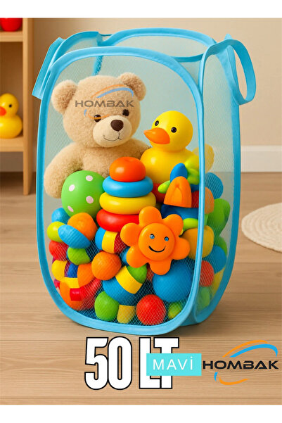 Hombak Çok Amaçlı Katlanır Oyuncak Filesi ve Katlanır Kirli Çamaşır Sepeti
