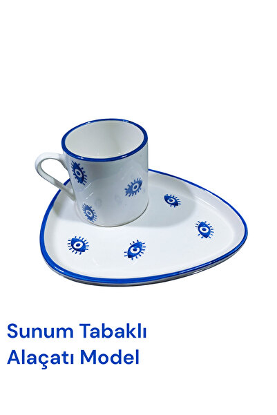 Ganita home Kahve Fincanı Sunum Tabaklı Alaçatı Desen 100 CC 2 Parça 1 Kisilik