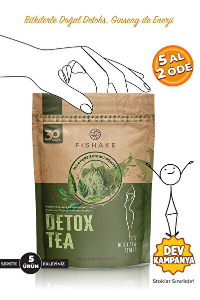 FiShake Matcha Ve Ginseng Karışımlı Detox Tea Detoks Çay (30 GÜN)