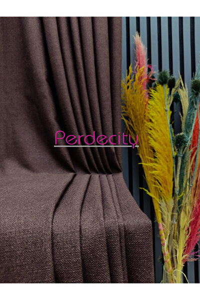 PERDECITY Natürel Keten Fon Perde Tek Kanat ( Pilesiz ) Düz Dikim