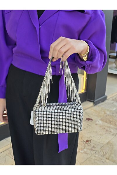 Kemo Bags حقيبة نسائية سوداء فضية أصلية من حجر سواروفسكي لفساتين السهرة اليومية