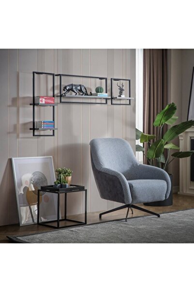 MİLVAKİ Siyah Kare Dekoratif Duvar Rafı | Minimalist Metal Raf Tasarımı