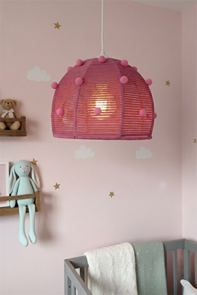 afralya home Çocuk Odası Avize Ponponlu Avize Sevimli Bebek Avize Pembe Avize...