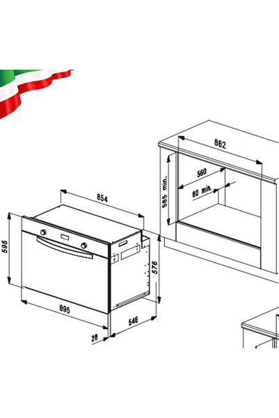 Kitchen Line فرن بلت ان كتشن لاين لاكتورا 60*90 غاز كامل ايطالى
