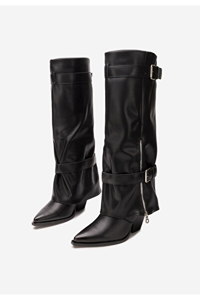 B T Shoes Cizme cu toc gros Daizi negre