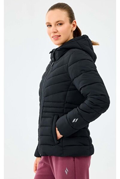 SKECHERS W Fitted Hoodie Puffer Jacket S2520203 Kadın Mont SİYAH
