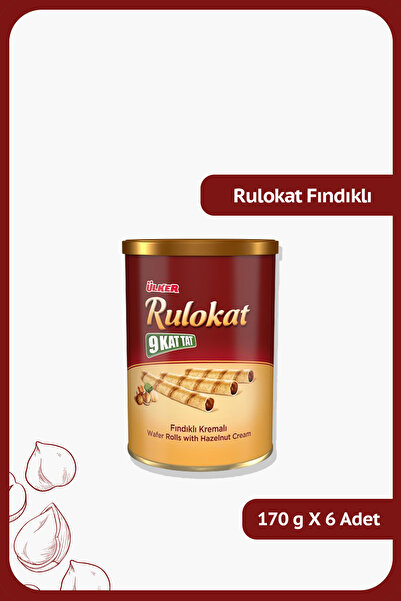 Ülker RULOKAT Fındık Kremalı Teneke Kutu Gofret - 170 gram - 6 Adet