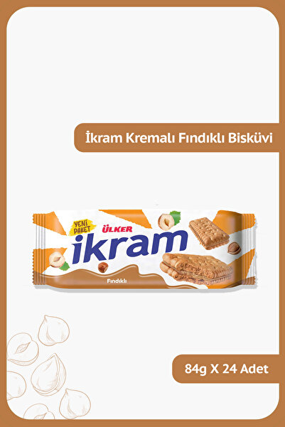 Ülker İKRAM Kremalı Fındıklı Bisküvi - 84 gram - 24 Adet