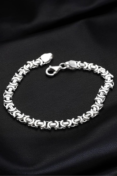 bymissmücevherat 5.5 Mm 925 Ayar Gümüş Erkek Bileklik Künye Bileklik Parlak E...
