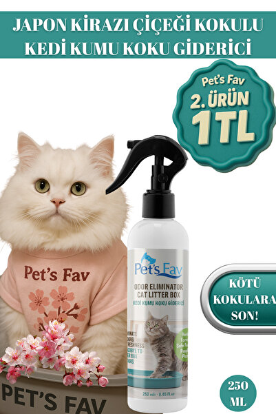 Pets Fav Kedi Kumu ve Tuvaleti Koku Giderici Doğal Japon Kirazı Çiçeği Spreyi