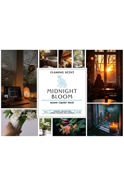 OEM Flaming Scent — Midnight Bloom Scented Soy Candle with Wooden Wick, Hand-Cast, 165 g