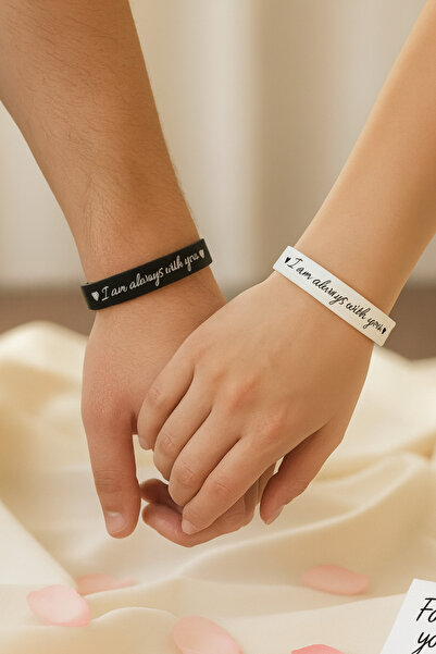 İyyaKee “I Am Always With You” Kalpli Kadın Erkek Çift Silikon Bileklik – Sev...