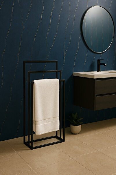 fromro Μεταλλική κρεμάστρα πετσετών LARISA Μαύρη ματ