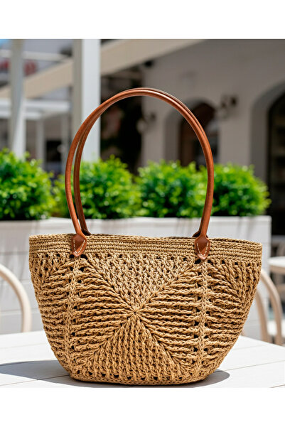 Boutique de Carbon حقيبة نسائية منسوجة من القش - (شمس البحر الأبيض المتوسط)