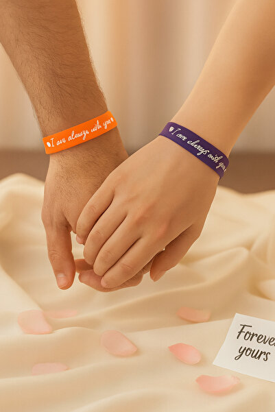 İyyaKee سوار سيليكون للرجال والنساء على شكل قلب مع عبارة 'أنا معك دائمًا' - ه...
