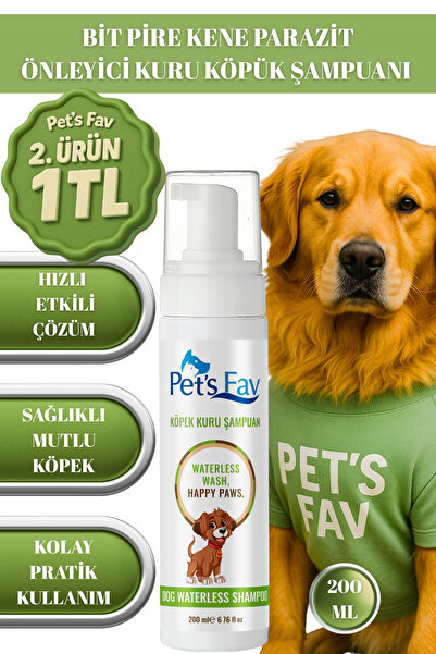 Pets Fav Köpek Bit Pire Kene ve Parazit Önleyici Kuru Köpük Şampuanı