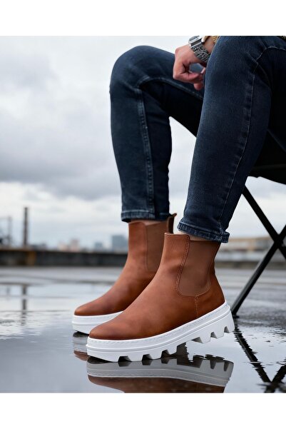 Knack Ботуши Челси с висока подметка 113 Светлокафяви