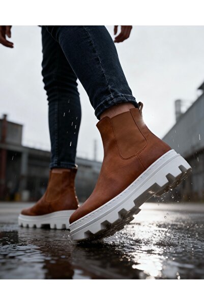 Knack Ботуши Челси с висока подметка 113 Светлокафяви