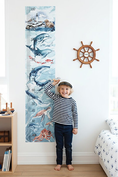 Kt Grup Magnificent Ocean Fish Height Meter Wall Sticker