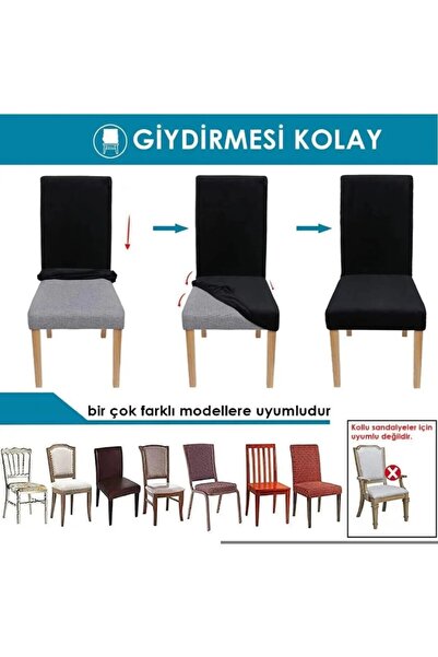 DMK Home Likralı Sandalye Örtüsü, Lastikli Esnek Sandalye Kılıfı 1 Adet