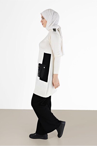 Alvina WRITING PRINTED POCKET DETAILED KNITWEAR TUNIC 42034