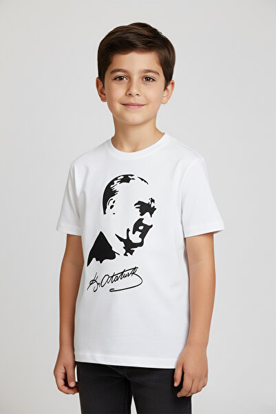 DMB BOYS & GIRLS Atatürk Baskılı Pamuklu Bisiklet Yaka Kısa Kollu Tören 29 Ekim 10 Kasım Erkek ve Kız Çocuk T-shirt
