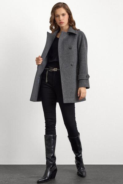 Olcay Κοντό παλτό με μανίκια Reglan ΣΚΟΥΡΟ ΓΚΡΙ 3150