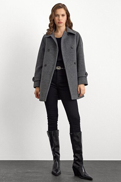 Olcay Κοντό παλτό με μανίκια Reglan ΣΚΟΥΡΟ ΓΚΡΙ 3150