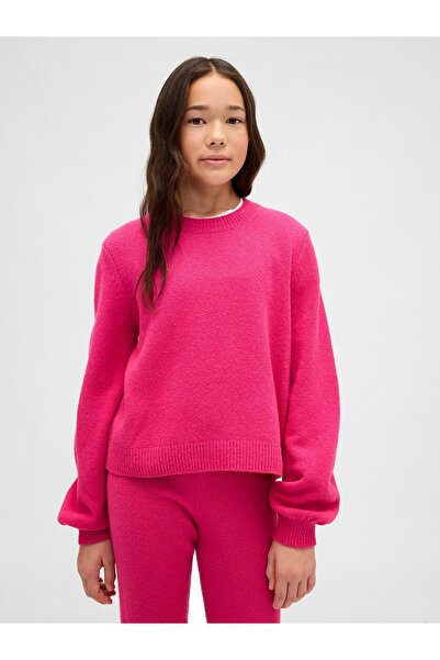 GAP Kız Çocuk Pembe CashSoft Bisiklet Yaka Kazak