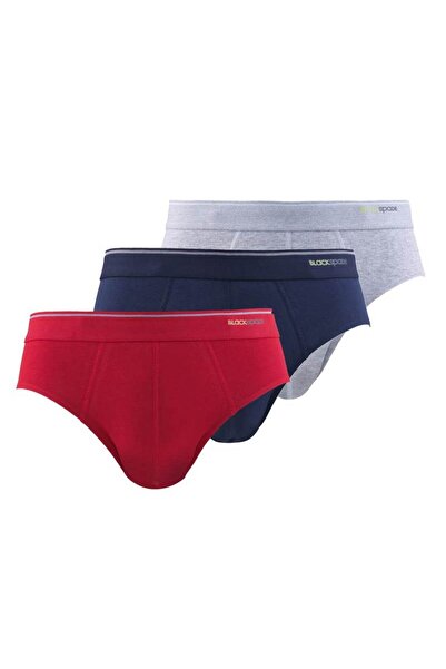 Blackspade Men's Slip 3 Pack Tender Cotton 9672 - Gray Navy Blue Red