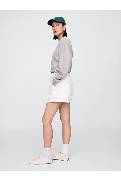 GAP Kadın Beyaz UltraSoft Easy Utility Denim Şort