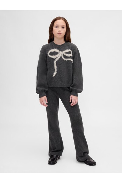 GAP Kız Çocuk Koyu Gri CashSoft Bisiklet Yaka Kazak