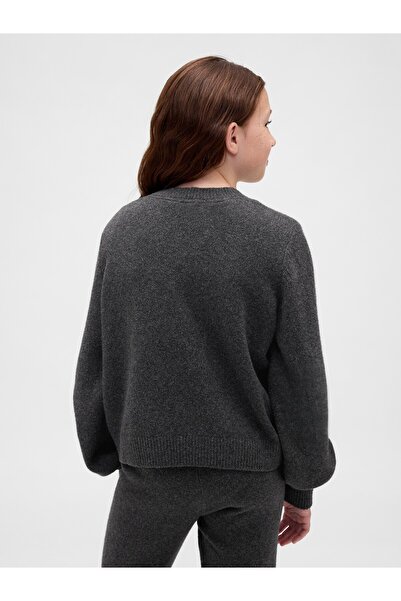 GAP Kız Çocuk Koyu Gri CashSoft Bisiklet Yaka Kazak