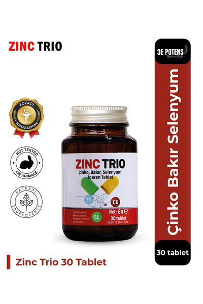 ZINC TRIO - Çinko, Bakır Ve Selenyum Içeren Mineral Takviyesi 30 Tablet
