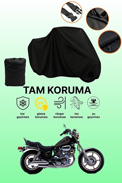 dokaca حقيبة خلفية سوداء وقفل غير متوافقة مع ياماها فيراجو XV 750، قماش متواف...