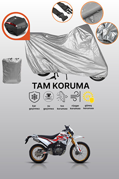 dokaca Gray Rear Bag Compatible Rks Rk200-R Compatible Motorcycle Tarpaulin, ...