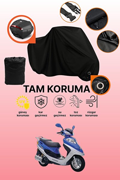 dokaca غطاء دراجة نارية متوافق مع كانوني تريكس 125، غطاء واقي أسود متوافق مع الخزانة الخلفية