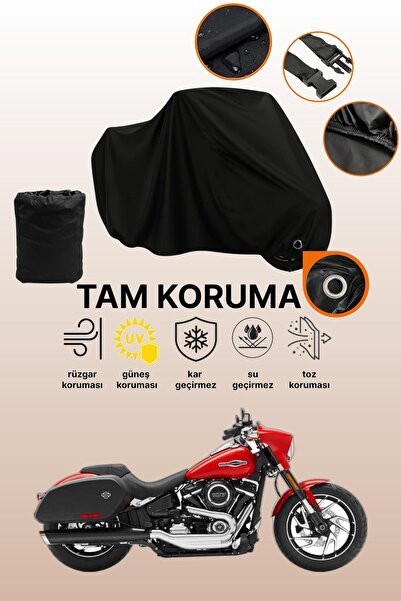 dokaca غطاء دراجة نارية متوافق مع هارلي ديفيدسون سوفتيل سبورت جلايد، غطاء واقي أسود اللون