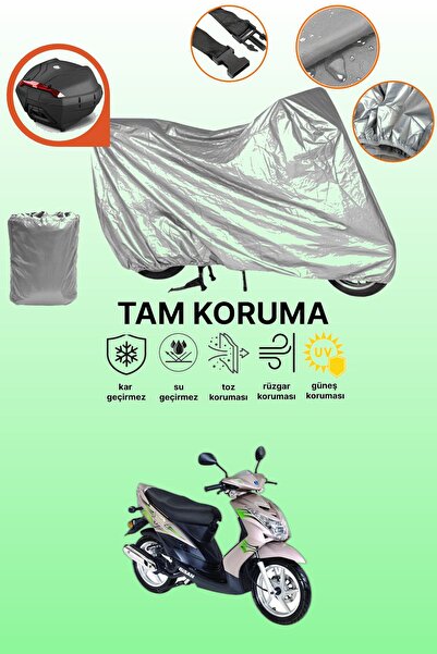 dokaca Gray Rear Bag Compatible Bisan Teos 125 Compatible Motorcycle Cover, P...