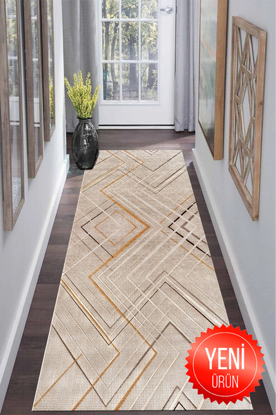GECE HOME DİJİTAL BASKILI Kaymaz Taban Yıkanabilir Modern Mutfak Halısı Salon...