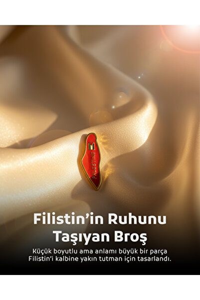 Zaytoon Filistin Rozeti, Kırmızı PALESTINE Yazılı Harita İçinde Filistin Rozeti.