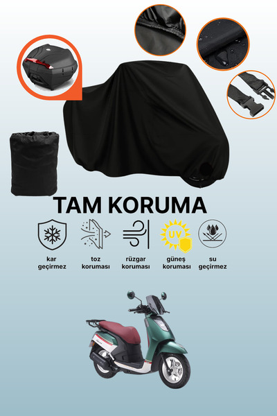 dokaca Black Rear Bag Compatible Arora Gemma 125 Compatible Motorcycle Tarpau...