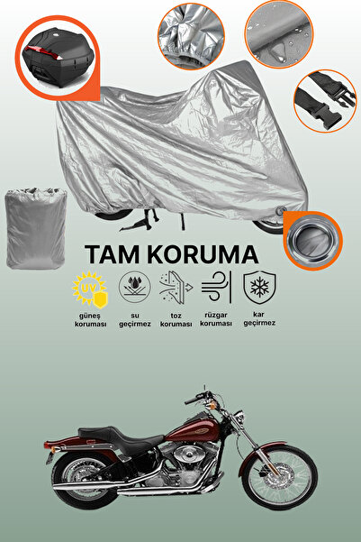 dokaca حقيبة خلفية وقفل باللون الرمادي متوافقة مع دراجة نارية هارلي ديفيدسون سوفتيل ستاندرد FXSTI المتوافقة مع الدراجات النارية