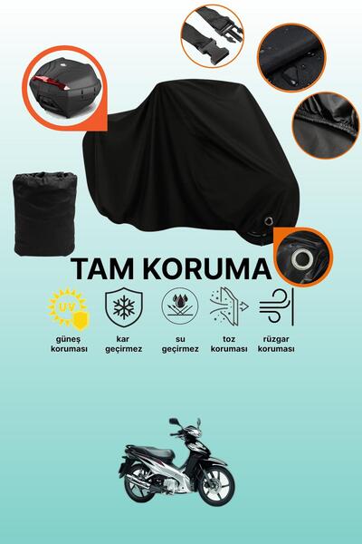 dokaca غطاء دراجة نارية متوافق مع هوندا ويف 110 مع قفل أسود وحقيبة خلفية، غطاء واقي