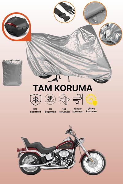 dokaca حقيبة خلفية رمادية متوافقة مع هارلي ديفيدسون سوفتيل كاستم FXSTC، غطاء واقي للدراجة النارية