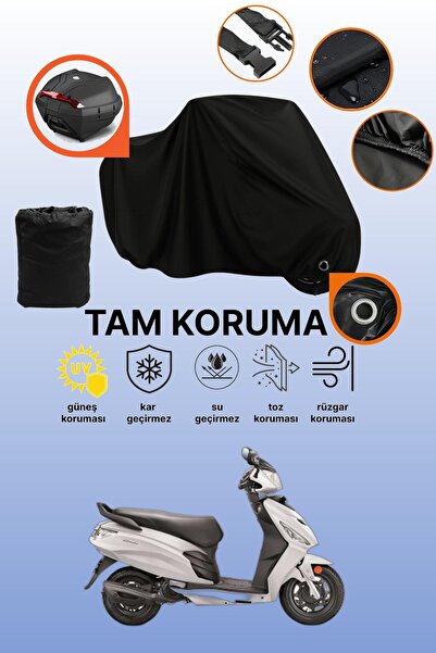 dokaca غطاء دراجة نارية متوافق مع هيرو داش إل إكس 110 مع قفل أسود وحقيبة خلفي...